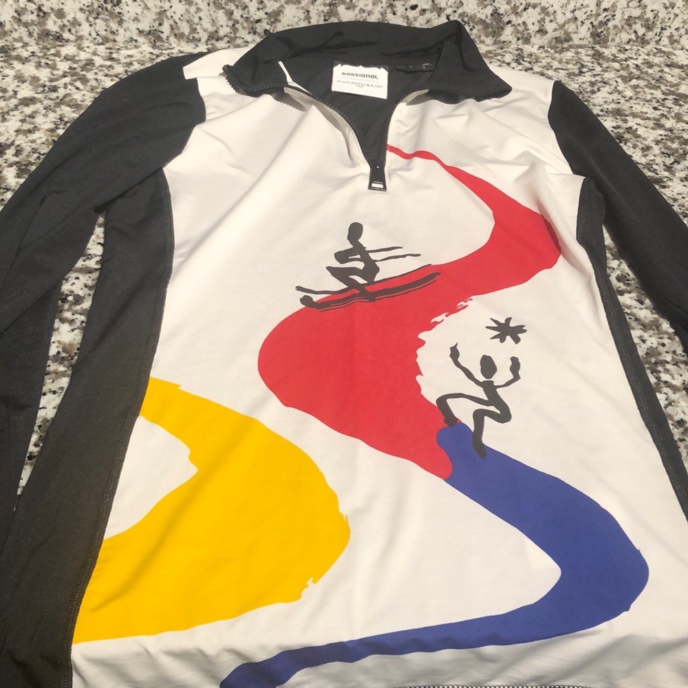 Rossignol JC de CastelBajac Paris Black and White Long Sleeve 3/4 Zip Pullover